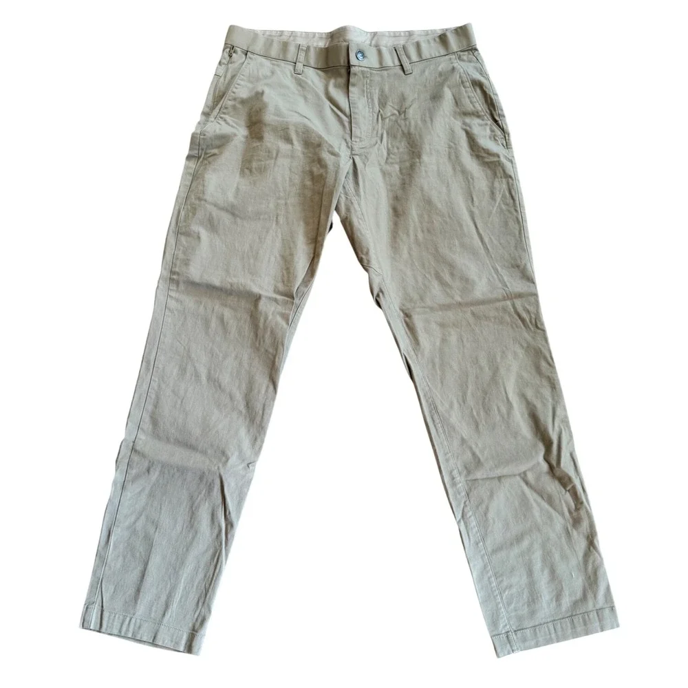 Fabletics Only Pant Mens 34x28.5 Khaki Tan Technical Chino Stretch Trousers